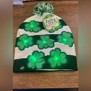 Green and White Shamrock Beanie